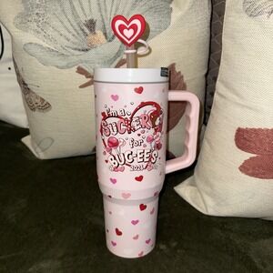 New 2026 Buc-ee's VALENTINE'S DAY Tumbler  40oz With Handle & Heart Topper
